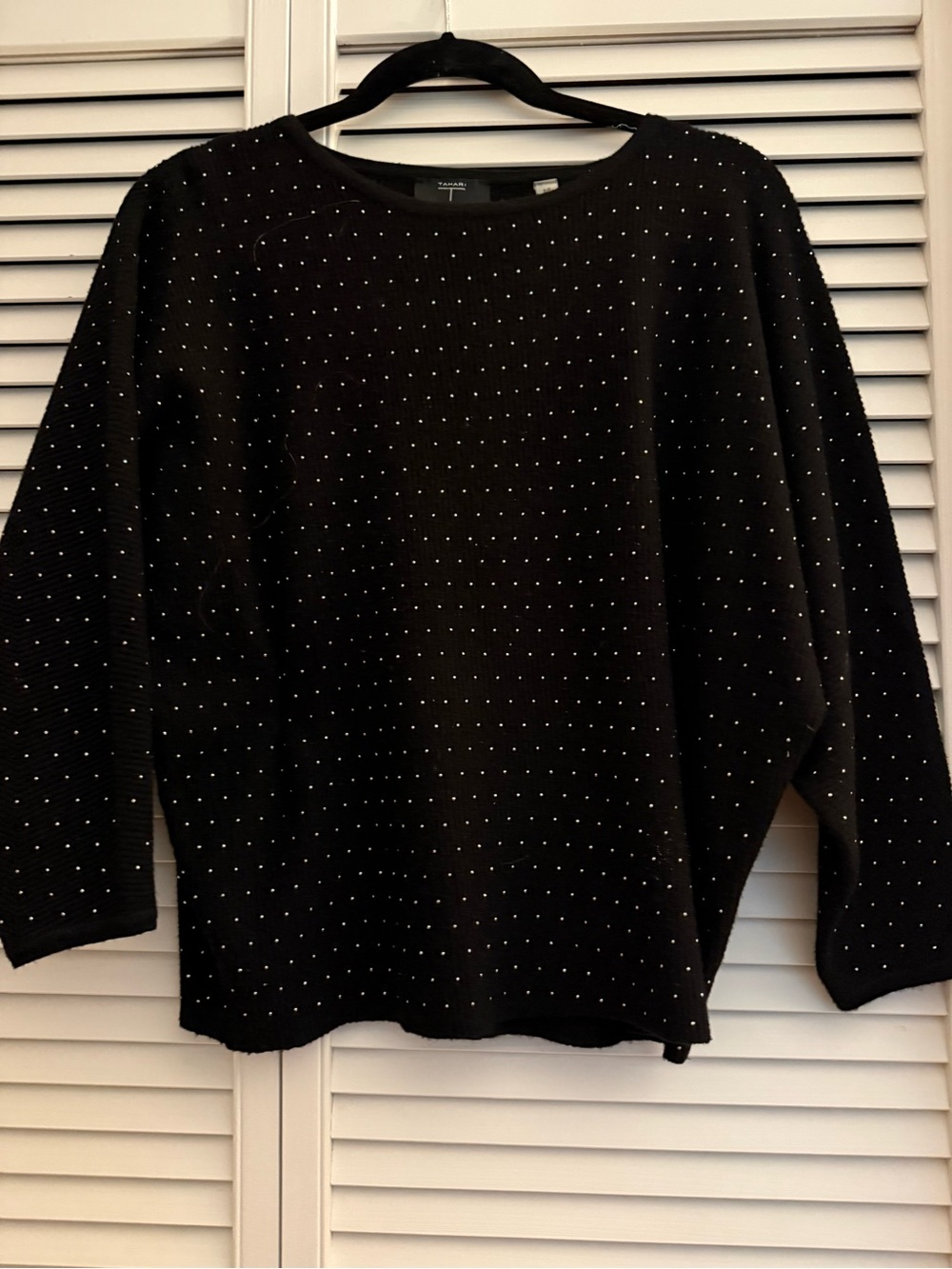 Tahari Black Studded Knit top